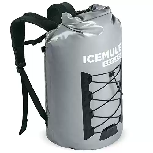 ICEMULE Pro Large Collapsible Backpack Cooler – Hands Free, 100% Waterproof, 24+ Hours Cooling, Soft Sided Cooler for Hiking, Camping, Fishing & Picnics, 23 Liter, Fits 18 Cans + Ice, Grey
